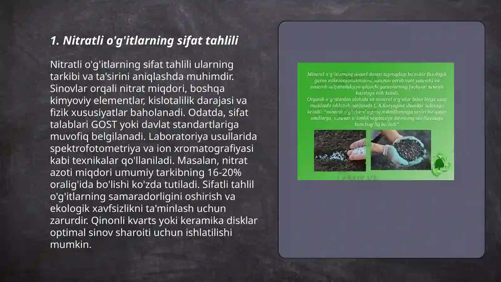 Mineral o'g'itlar turlarini sifat reaksiyalari orqali aniqlash 3