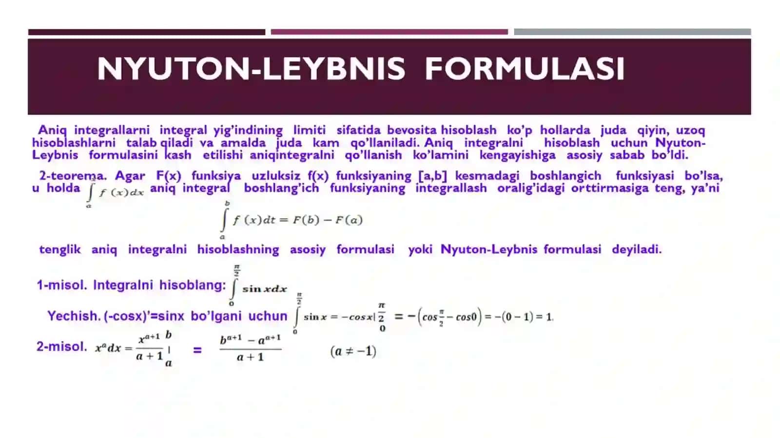 Aniq integralni taqribiy hisoblash usullari 3