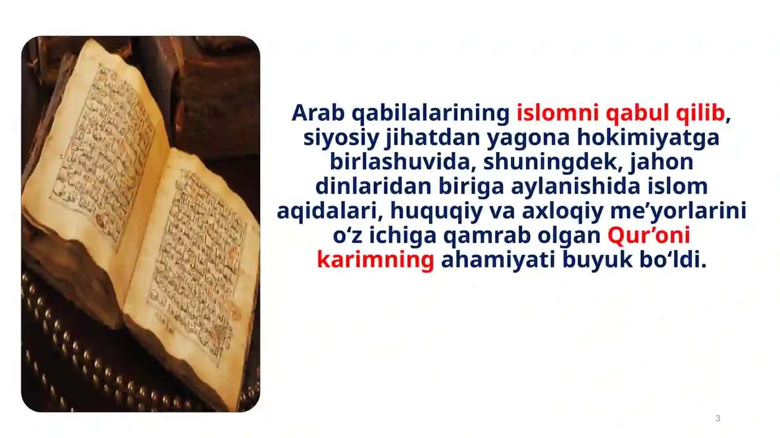 ISLOM DININING VUJUDGA KELISHI. 3