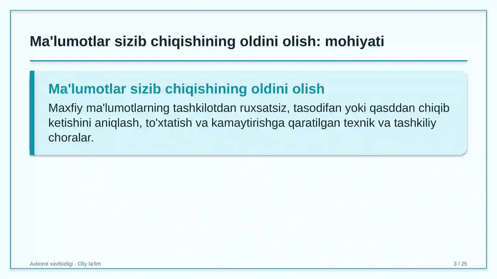 axborot kutubxona markazlarida ma'lumotlar sizib chiqishining oldini olish 4563 3