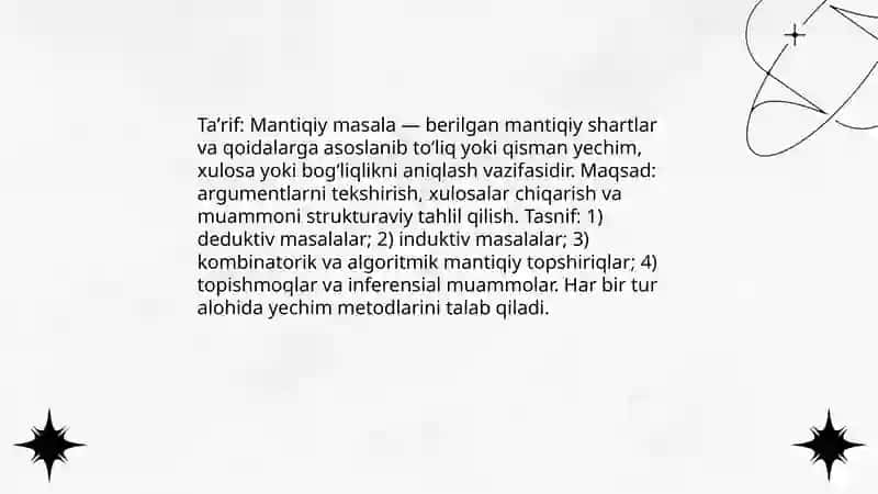 Mantiqiy Masalar va Ular Yechish Usullari 3