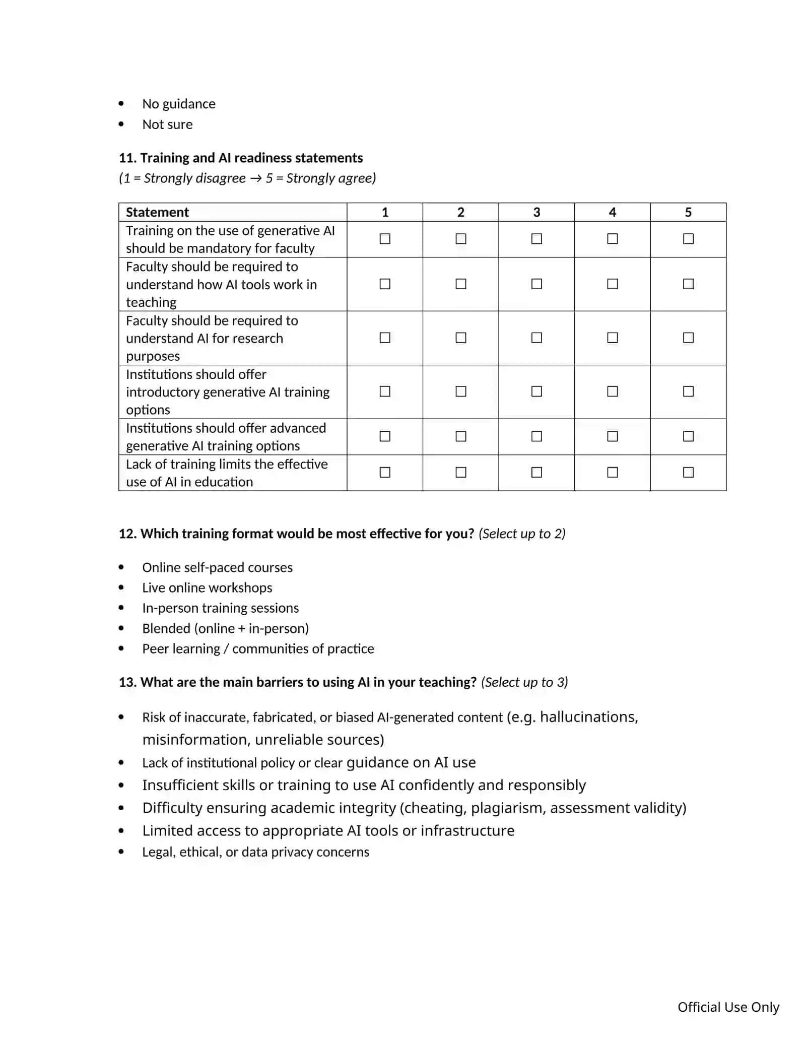 AI Readiness in Education Assessment – Survey for Faculties 3