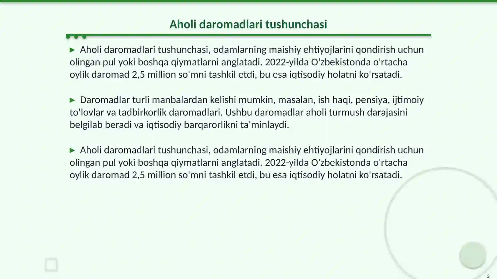 Aholi daromadlarining tahlili 3