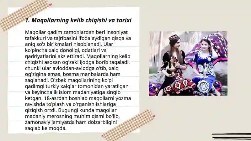 Maqollar – o‘zbek xalqining milliy boyligi. 3