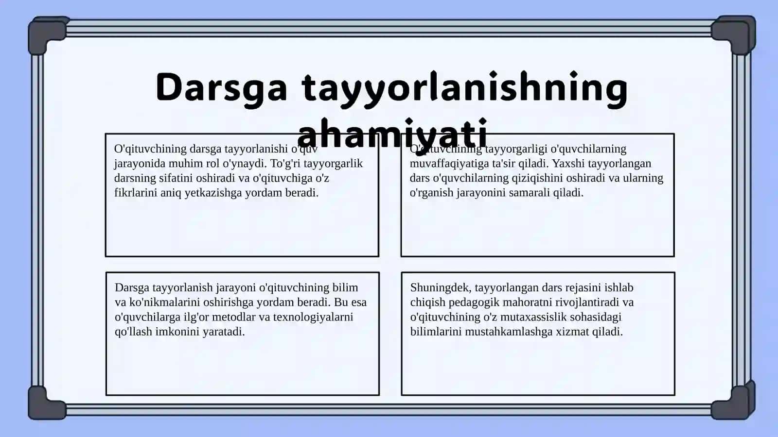O‘qituvchining darsga tayyorlanishi 3