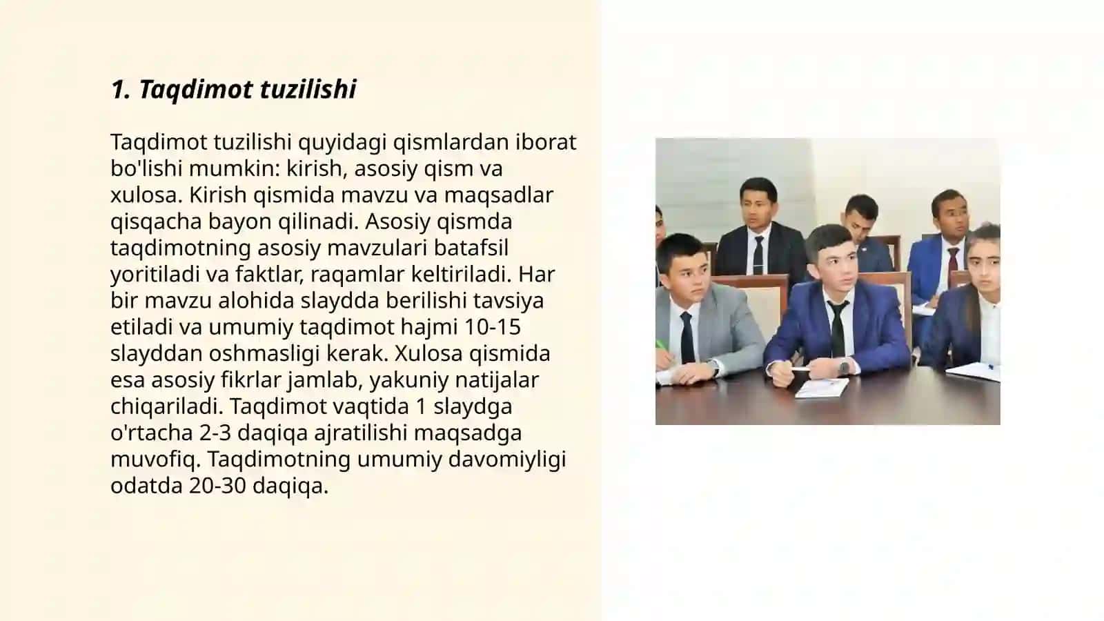 Taqdimotlarni tashkil etishda qo'yiladigan talablar 3
