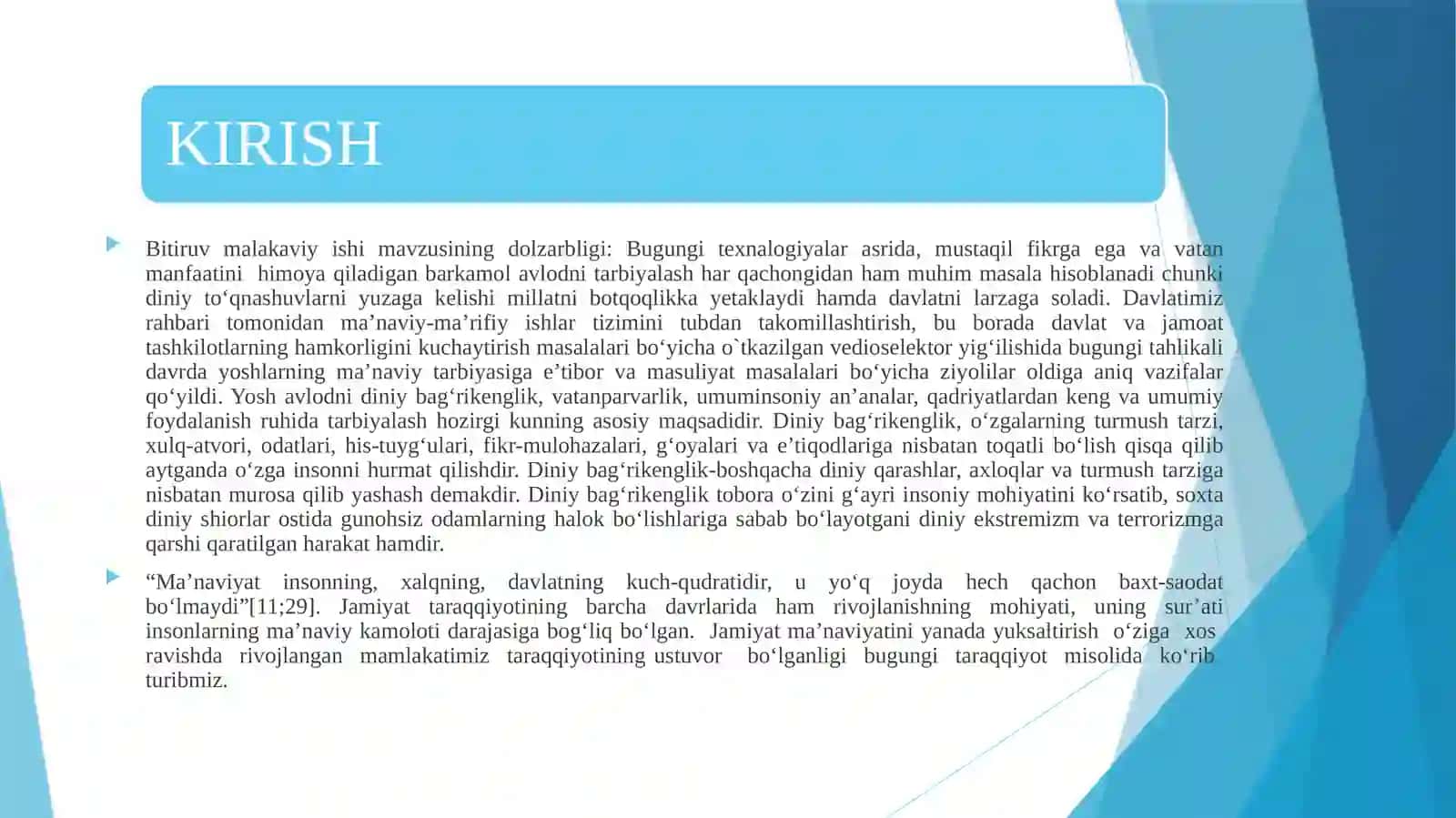 BOSHLANG'ICH TA'LIM DARSLIKLARIDA DINIY BAG'RIKENGLIK MASALALALARI 3