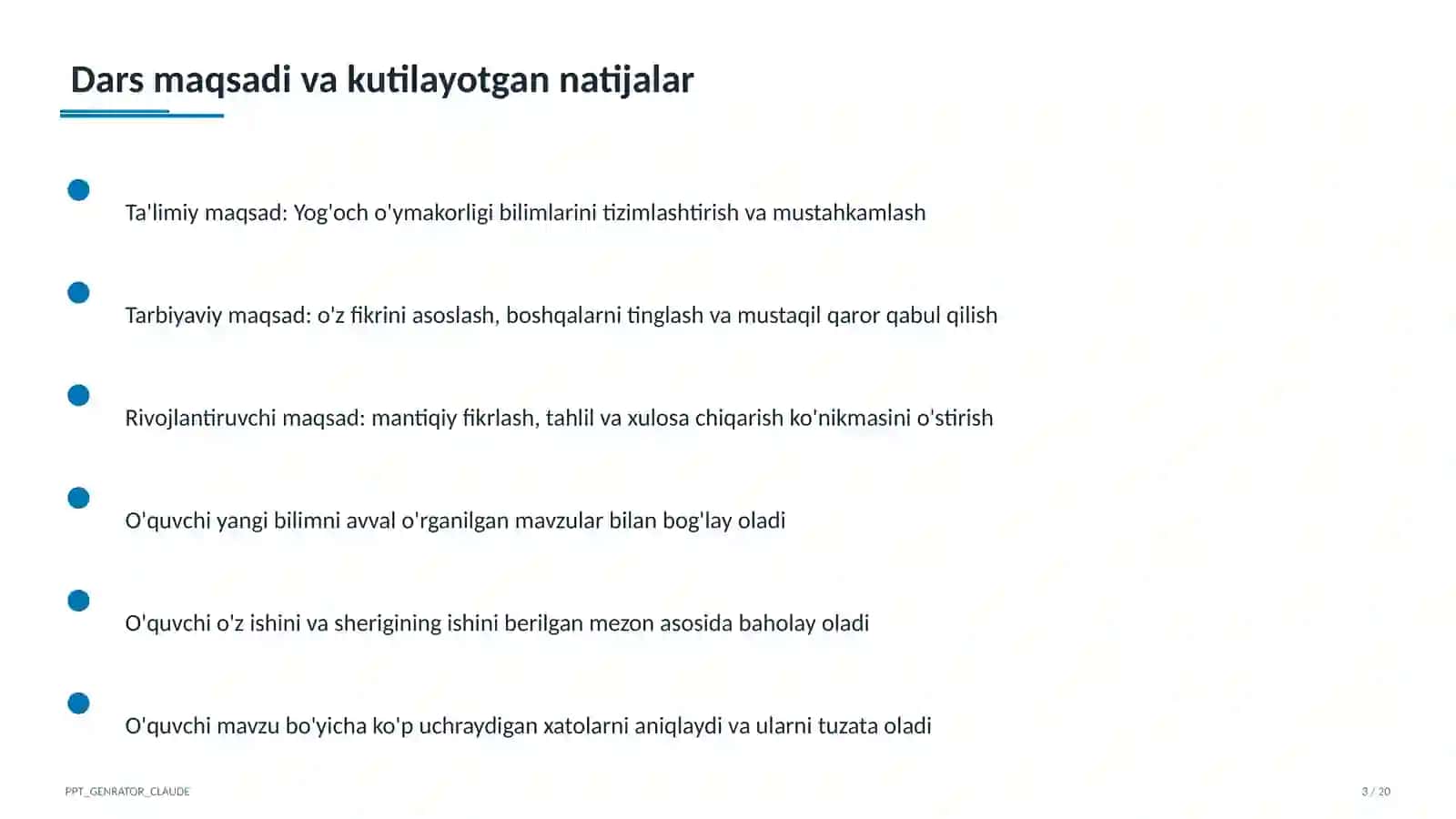 Yog'och o'ymakorligi (7-sinf) 3