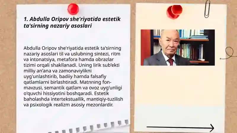 Abdulla Oripov she'riyatida estetik ta'sir masalasi 3