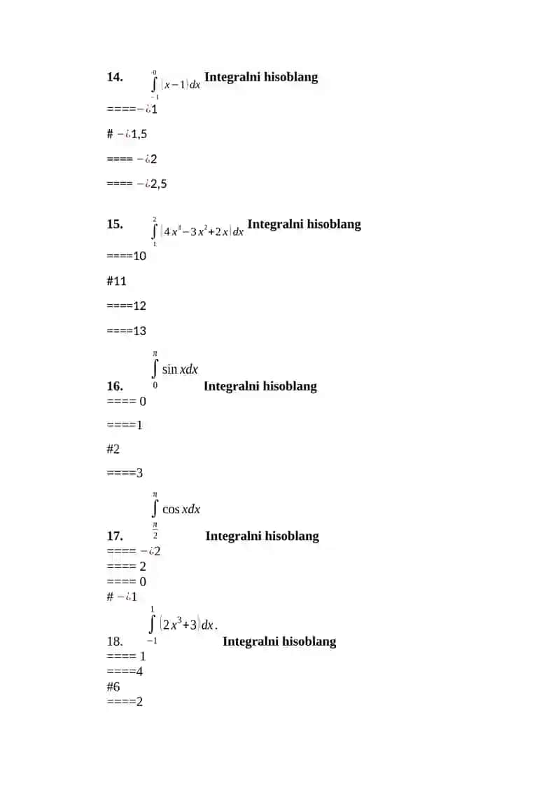 Aniq integral. Xosmas integrallar 3