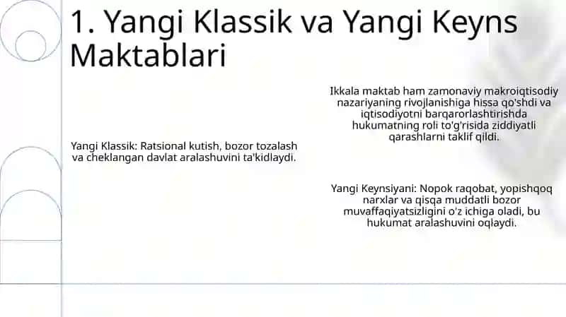 Xozirgi zamon iqtisodiyot nazariyasi rivojlanishining asosiy yoʻnalishlari 3
