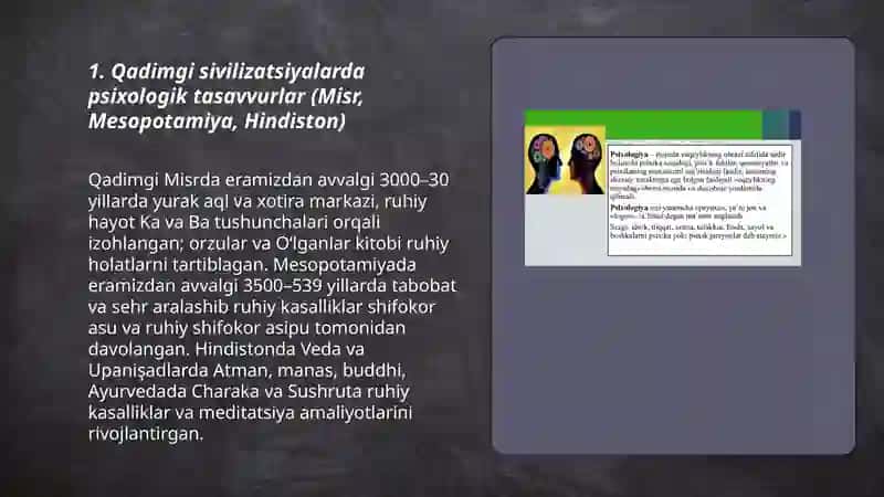 Psixolgik fikrlarning rivojlanish tarixi 3