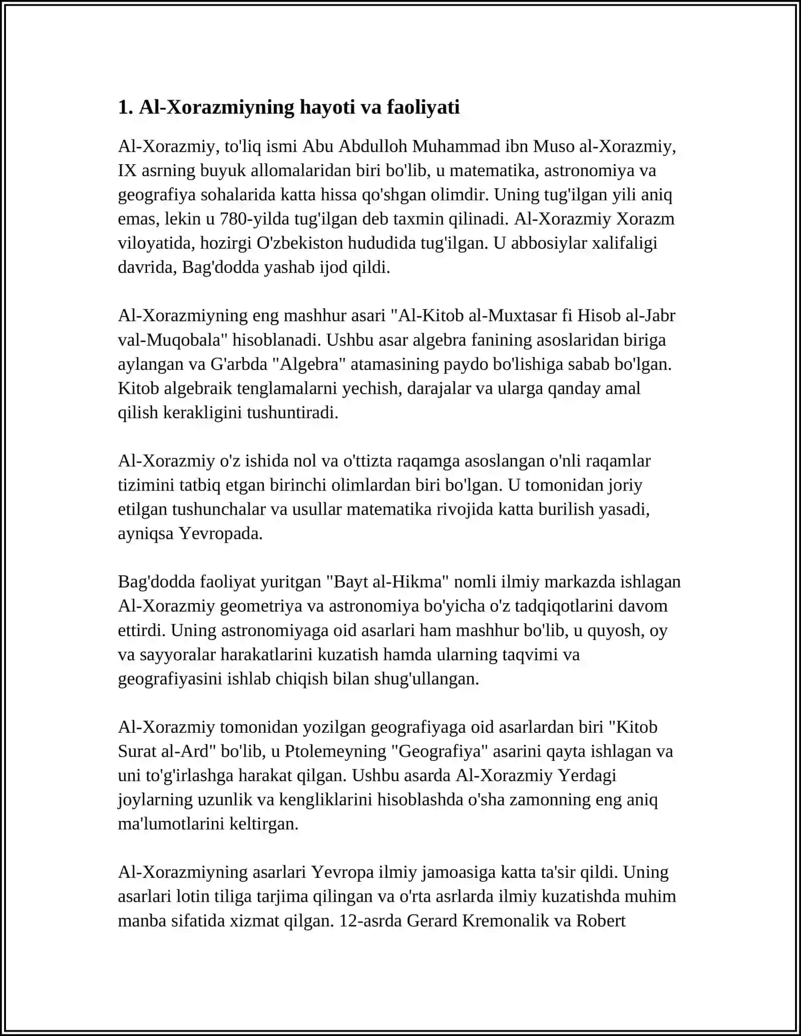 AL XORAZIMIY XAYOTI 3
