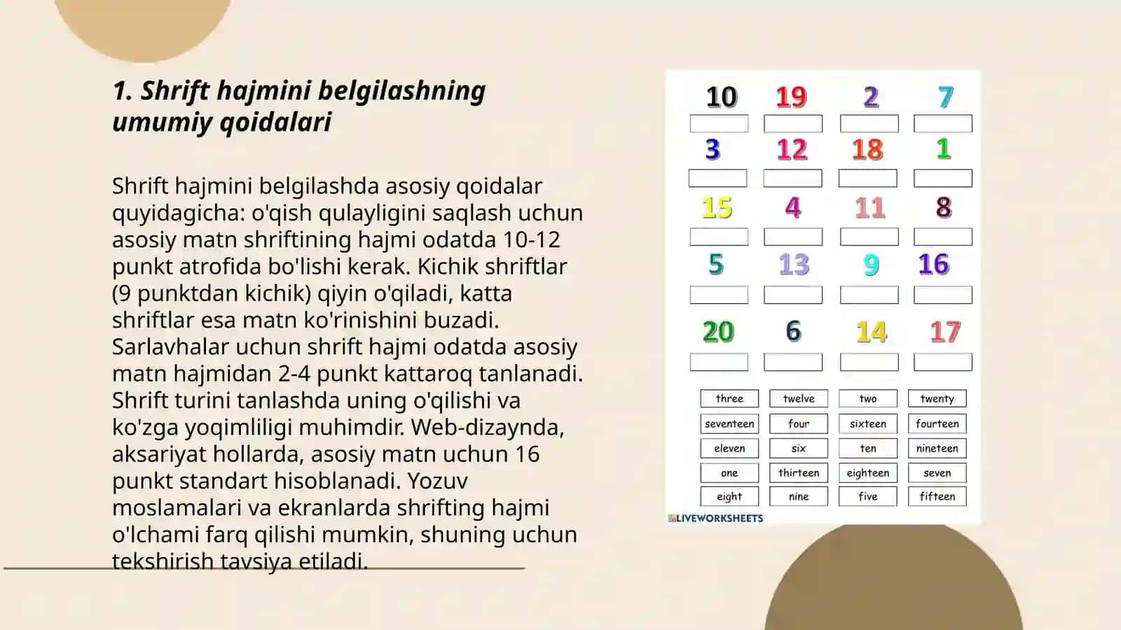 Nashr qilish uchun shrift hajmini tanlash qoidalari 3