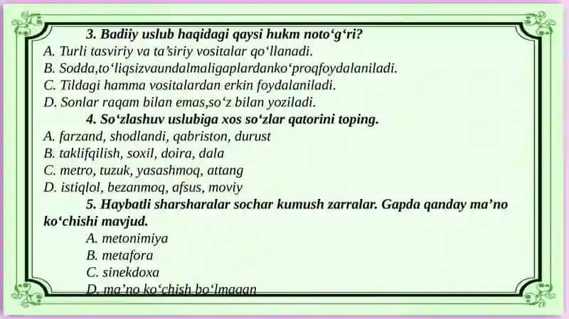 Sintaktik uslubiyat 3