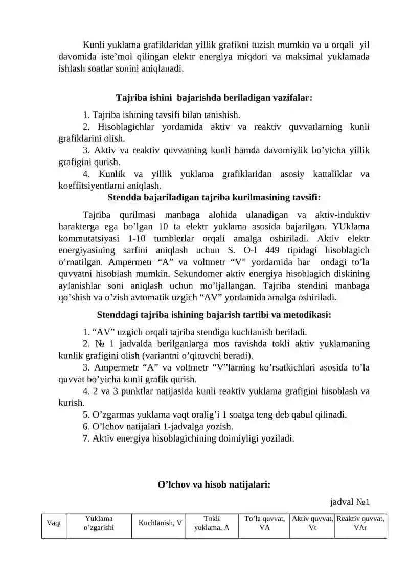 SANOAT KORXONALARINING ELEKTR TA’MINOTI Labaratoriya Hisoboti 3