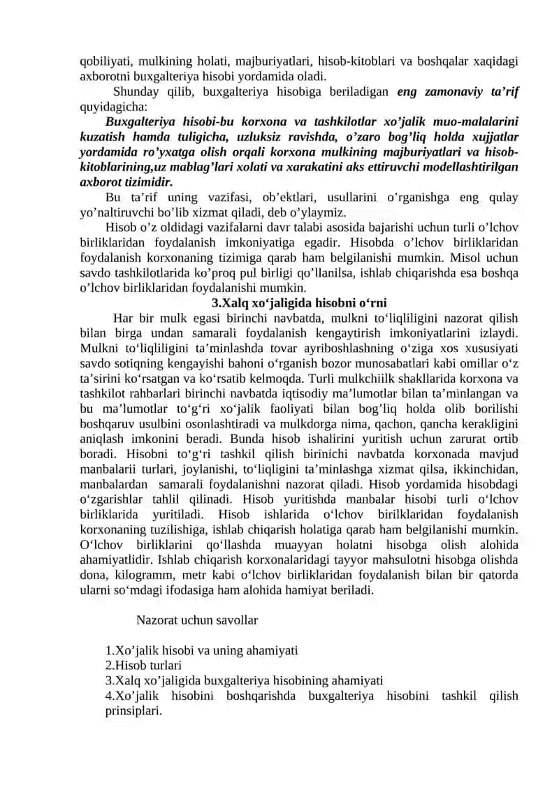 Xo’jalik hisobi va uning ahamiyati 3