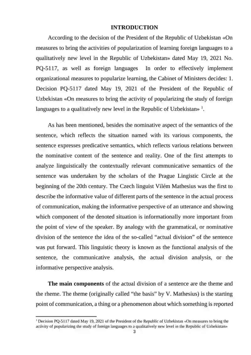THE DOCTRINE OF THE ACTUAL DIVISION OF A SENTENCE 3