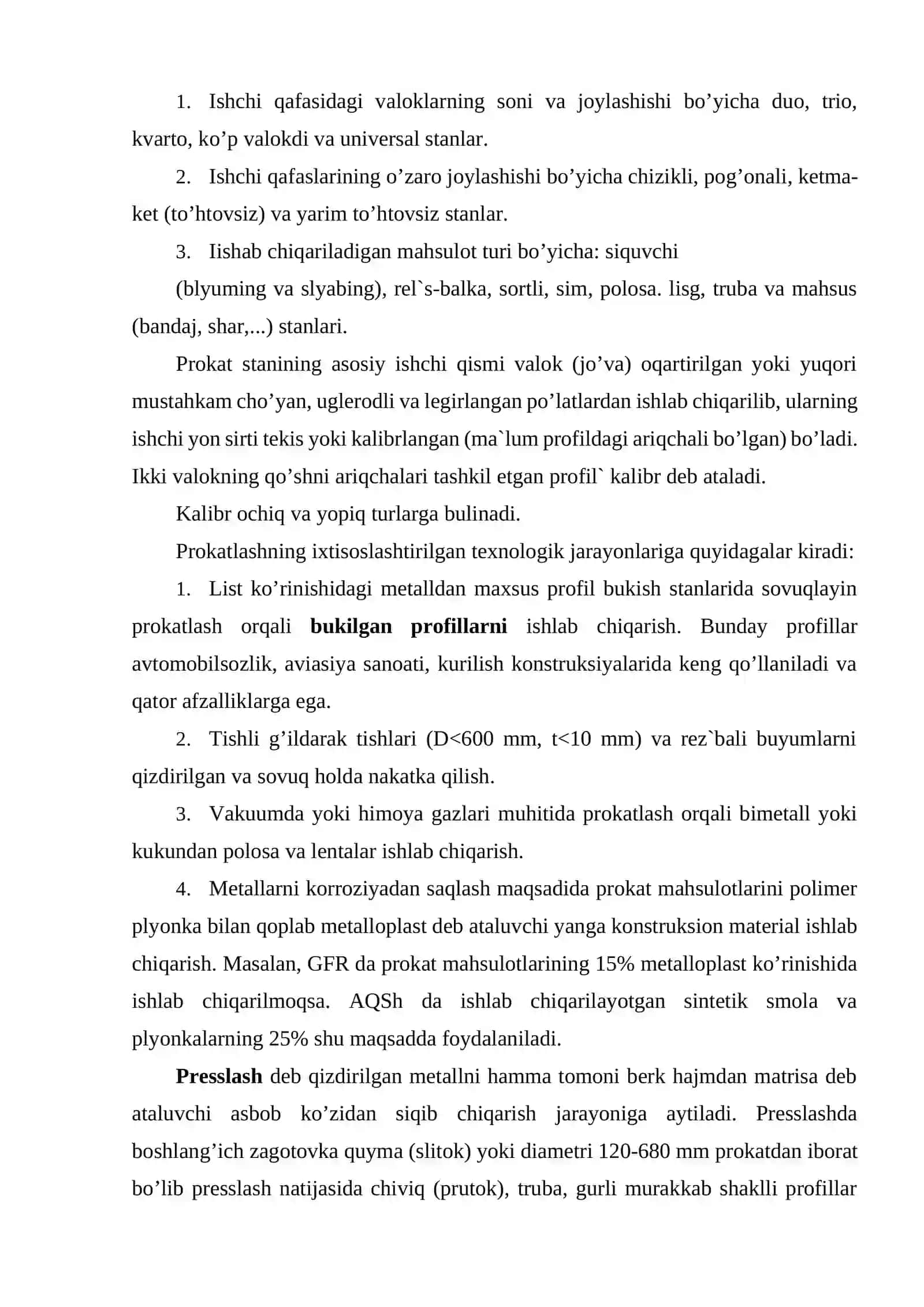 Mаshinаsоzlik prоfillаrini ishlаb chiqаrish usullаri 3