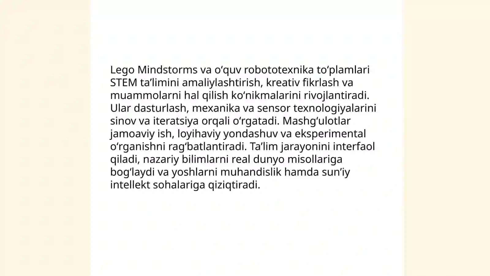 Lego Mindstorms va boshqa oʻquv robototexnika toʻplamlari 3