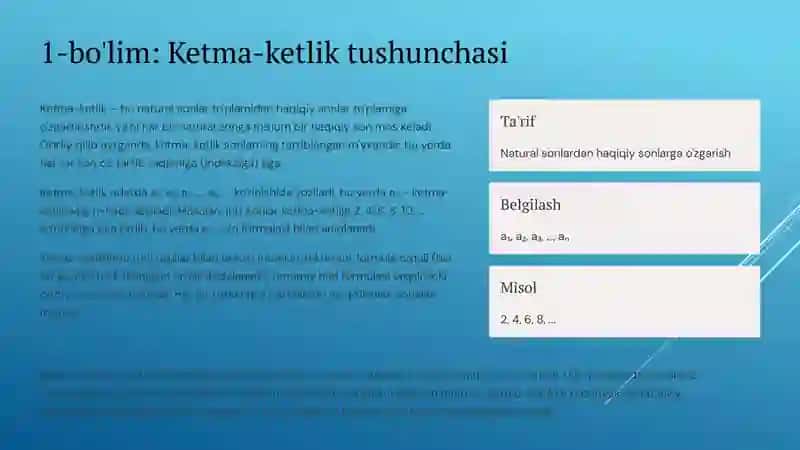 Ketma-ketlik va Funksiya Limiti: Nazariya va Amaliyot 3