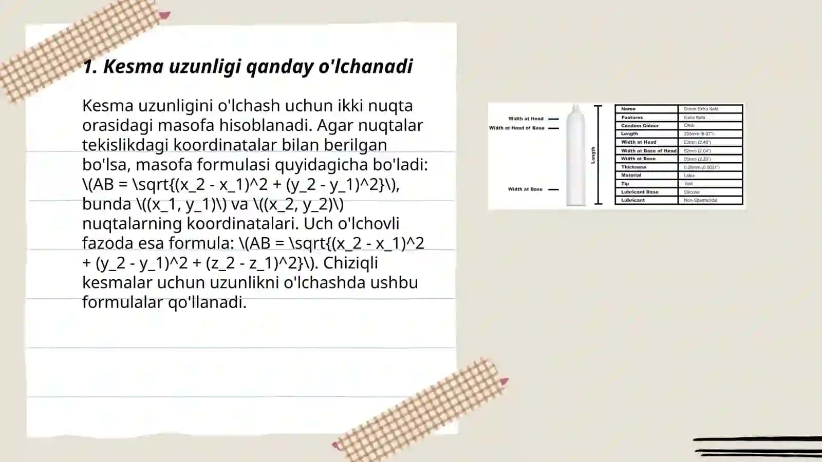 Kesma uzunligi va uning asosiy xossalari 3