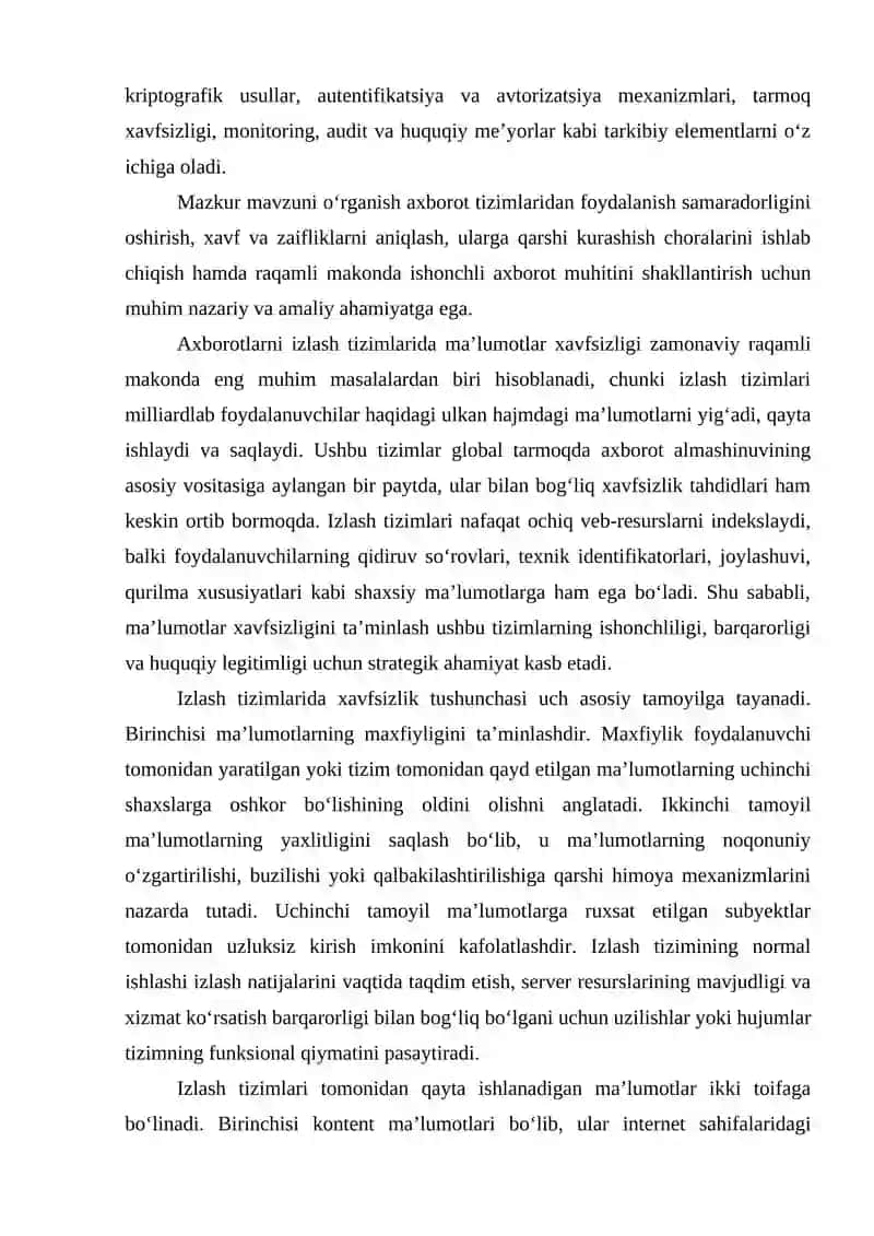AXBOROTLARNI IZLASH TIZIMLARIDA MA’LUMOTLAR XAVFSIZLIGI 3