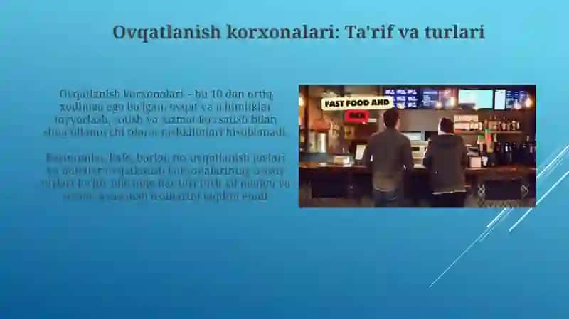 Turizmda ovqatlanish korxonalari 3