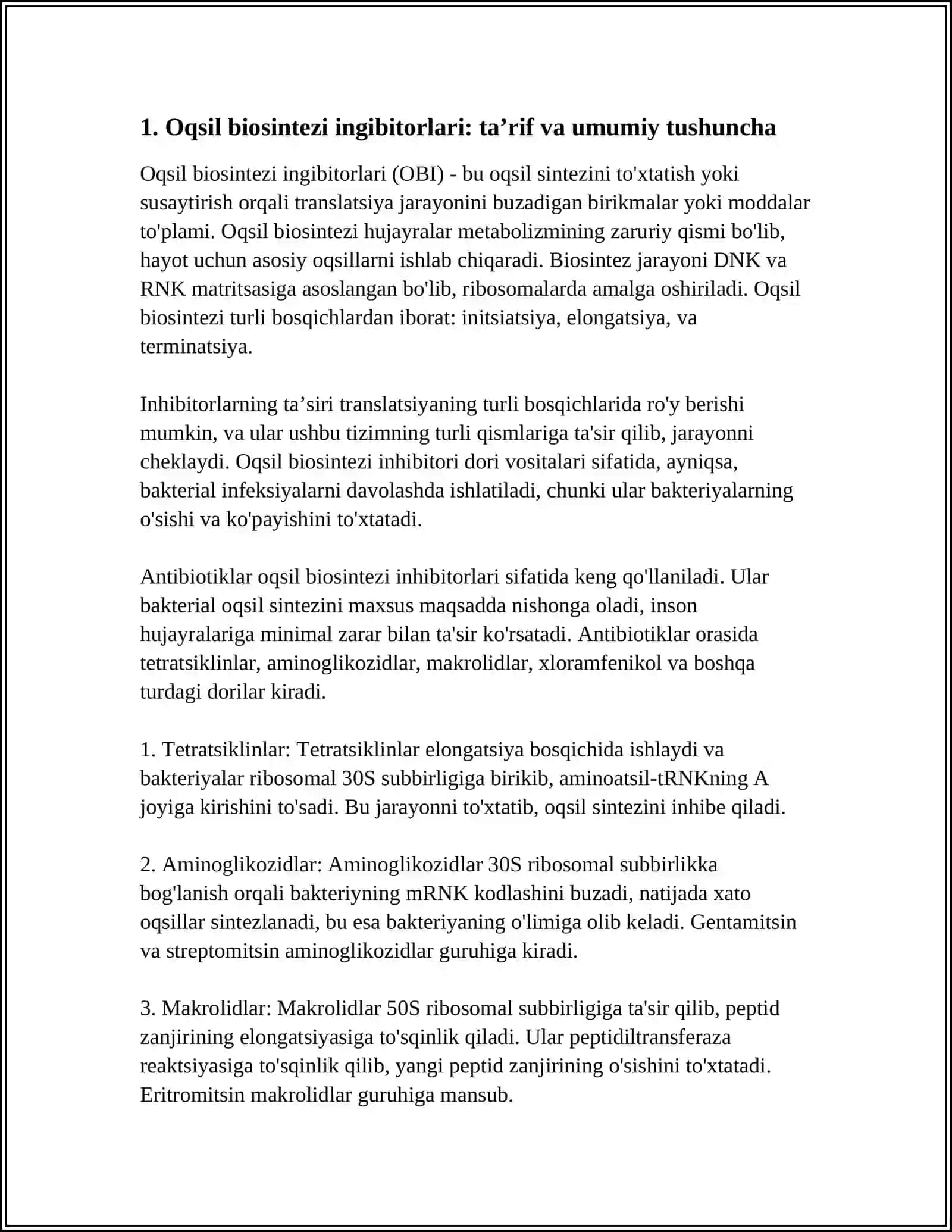 Oqsil biosintezi ingibitorlari 3