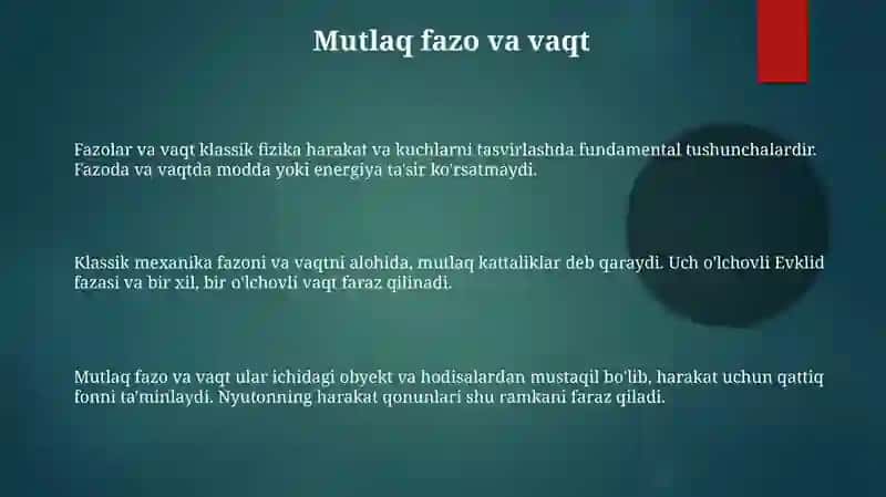 Klassik mexanikada fazo va vaqt 3