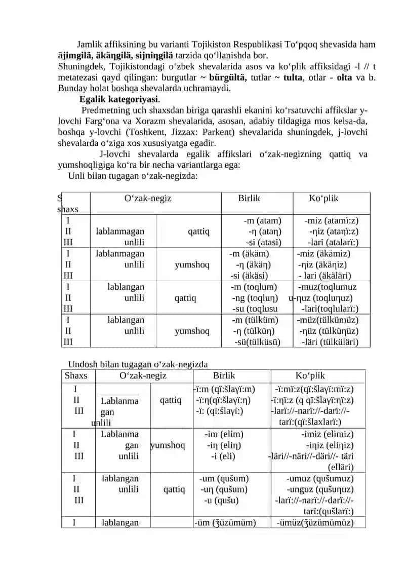 OʻZBEK SHEVALARINING GRAMMATIK XUSUSI YATLARI 3