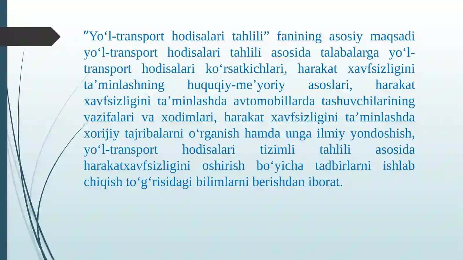Yo‘l-transporthodisalari tahlili 3