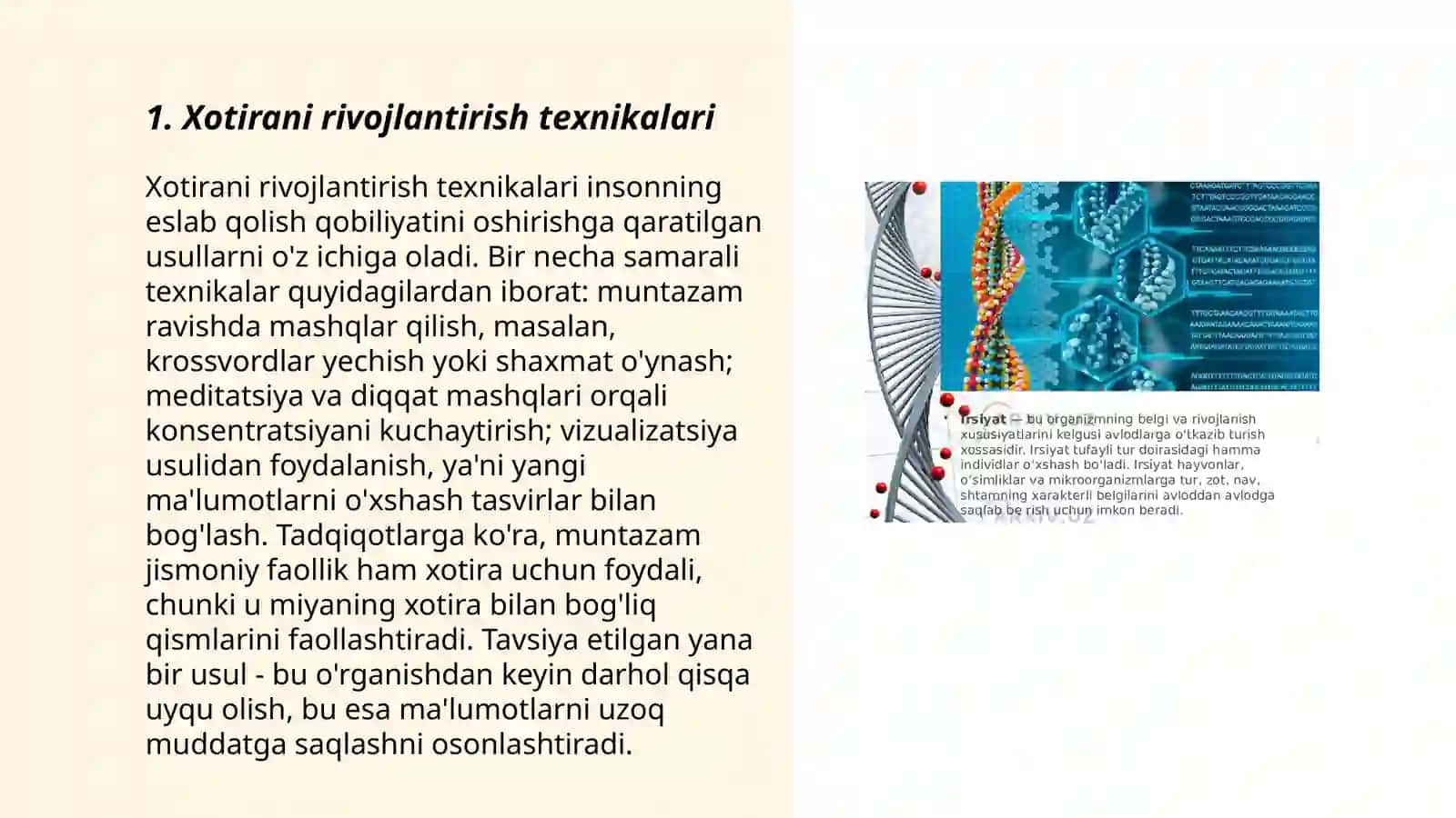 Xotirani rivojlantirish texnikalari 3