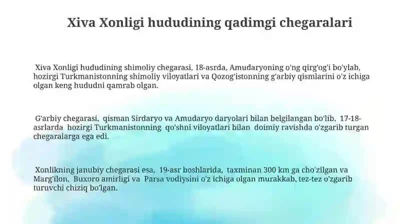Xiva xonligining tarixiy geografiyasi 3