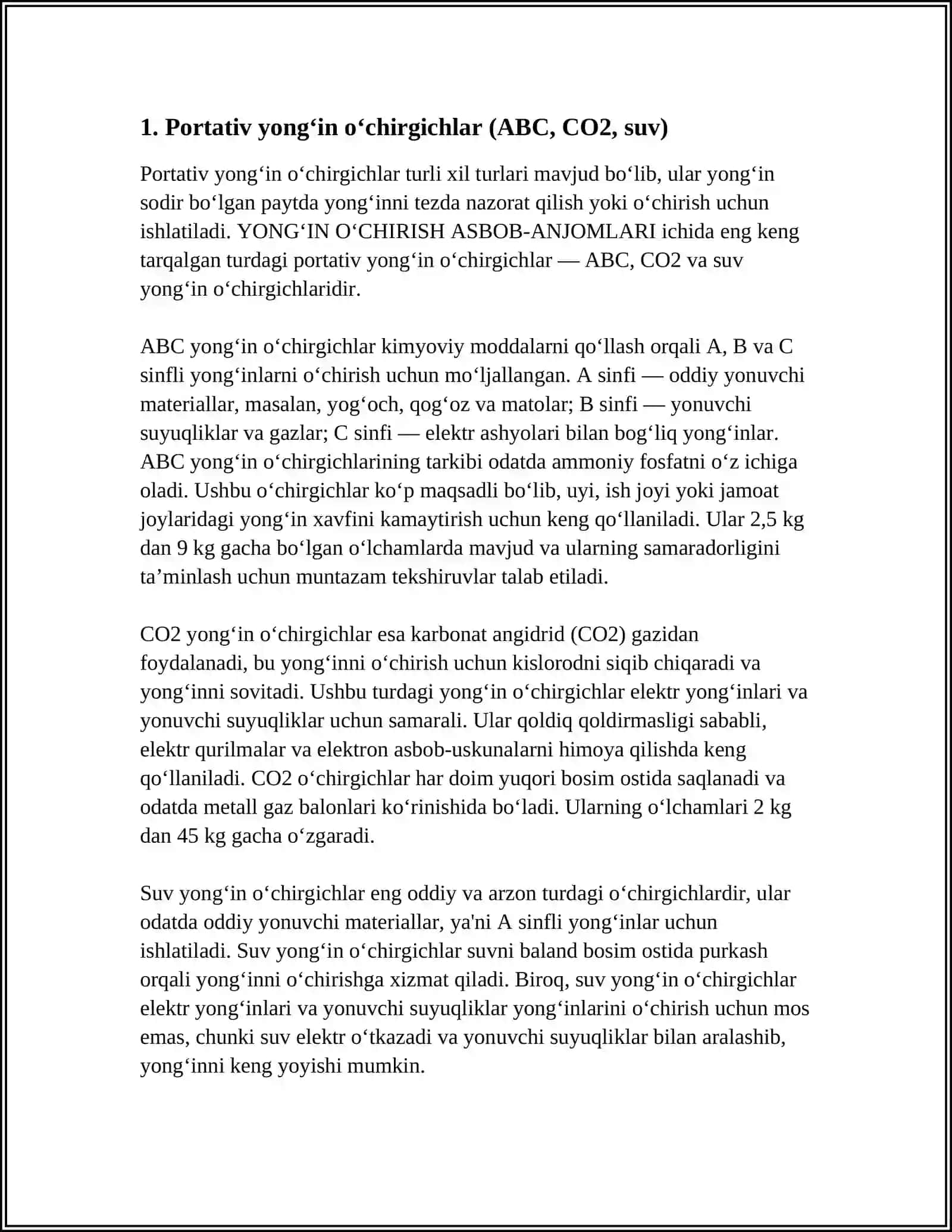 Portativ yongʻin oʻchirgichlar (ABC, CO2, suv) 3