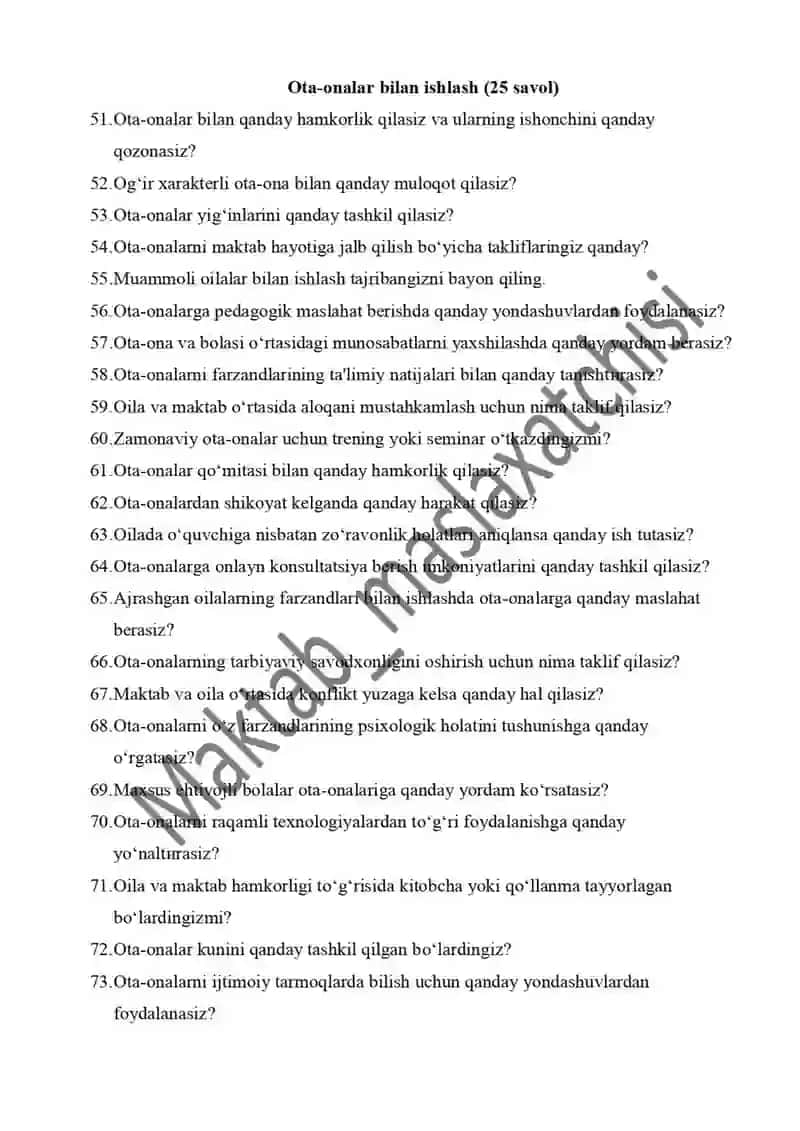 Maktab maslahatchisi savollar 500 ta 3