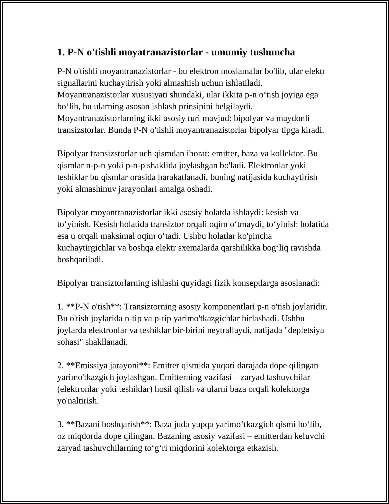 P-N O‘tishli Moyatranazistorlar 3