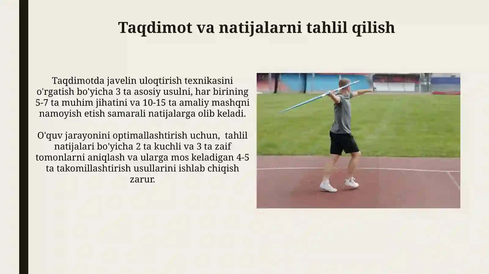 Nayza uloqtirish turlari texnikasini oʻrgatish 3