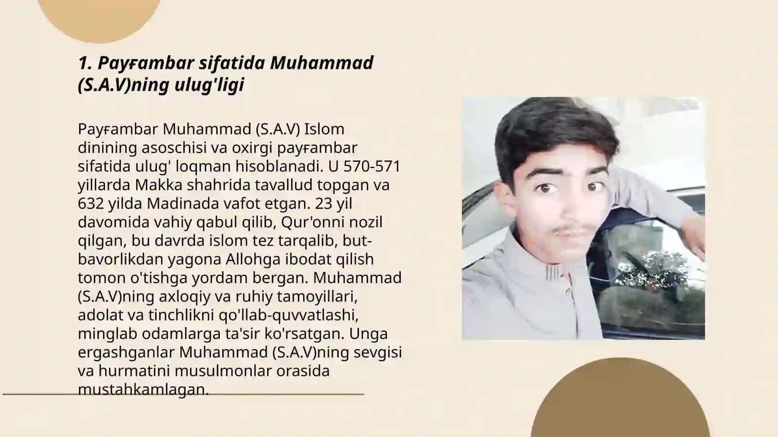 Payғambar sifatida Muhammad (S.A.V) ning ulug'ligi 3