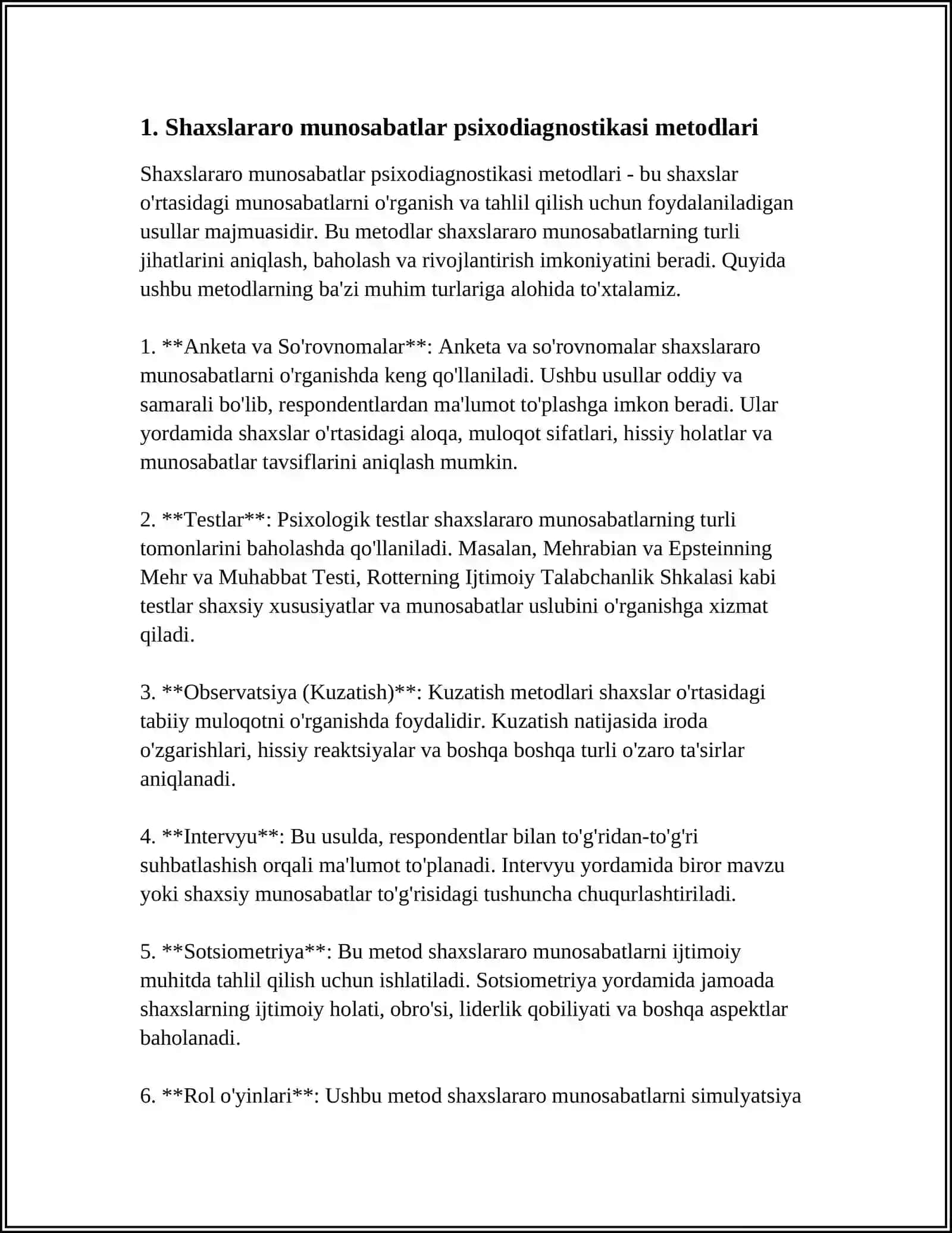 SHAXSLARARO MUNOSABATLAR PSIXODIAGNOSTIKASI 3