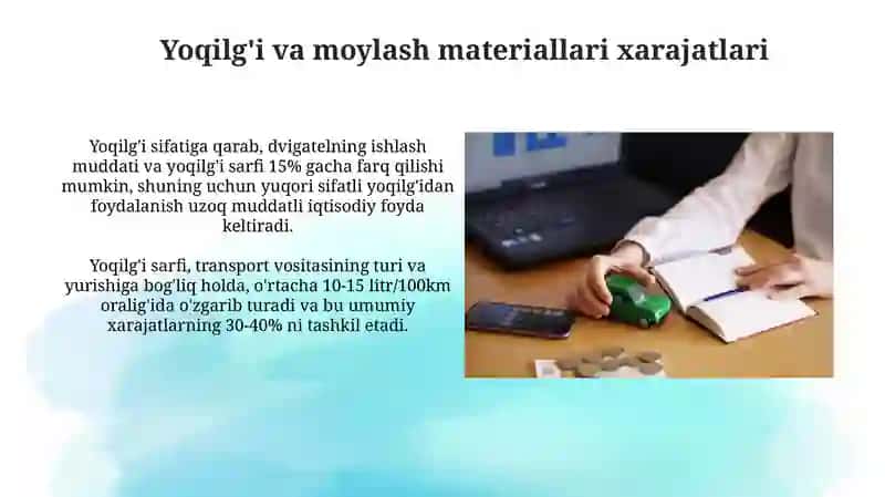 Transport vositalarining tannarx tushunchasi va asosiy tamoyillari 3