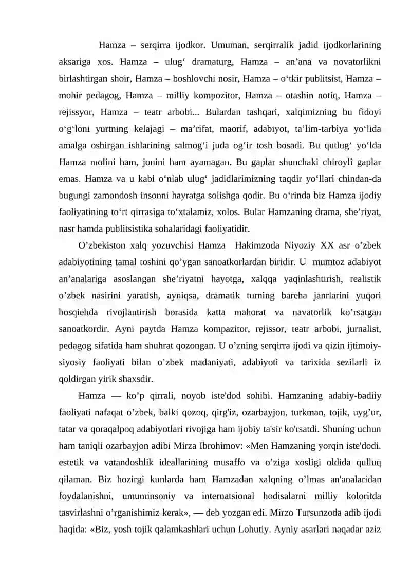Hamza she’riyatining janr xususiyatlari 3