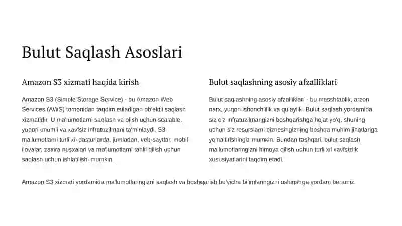 Amazon Bulut Platformasida Ma'lumotlarni Saqlash 3