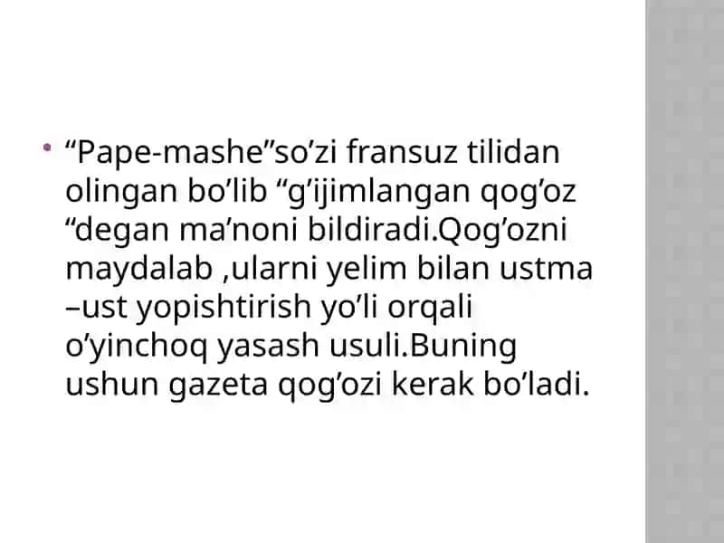 pape-mashe usulida o'yinchoqlar yasash prezentatsiya 3