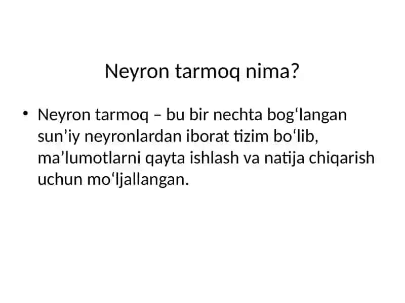 Neyron tarmoqlar metodi 3