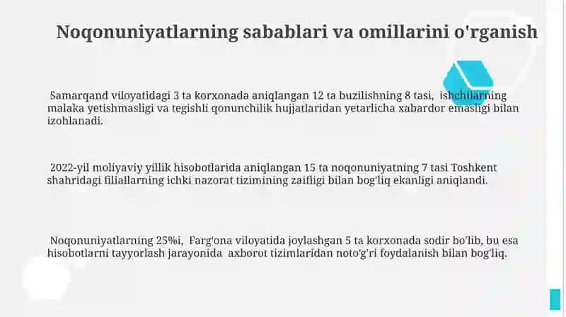 Audit o‘tkazish jarayonida aniqlangan buzibko‘rsatishlarni baholash 3