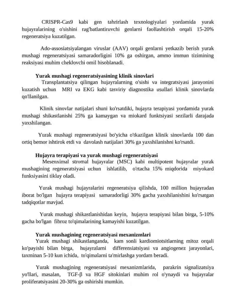 Yurak mushagi regeneratsiyasi 3