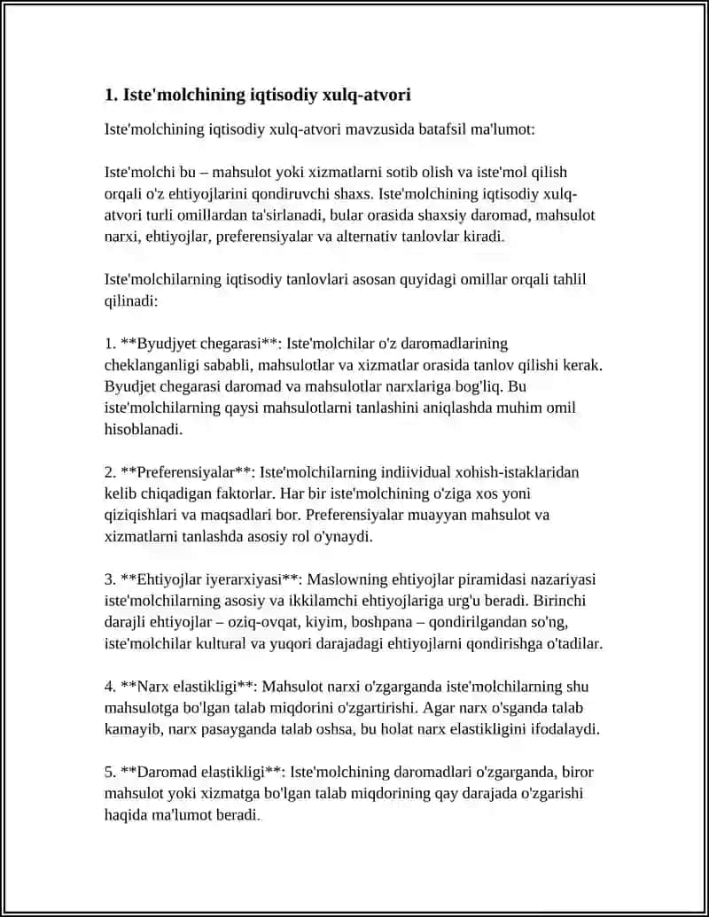 NOANIQLIK SHAROITIDA ISHTEMOLCHI TANLAVI 3
