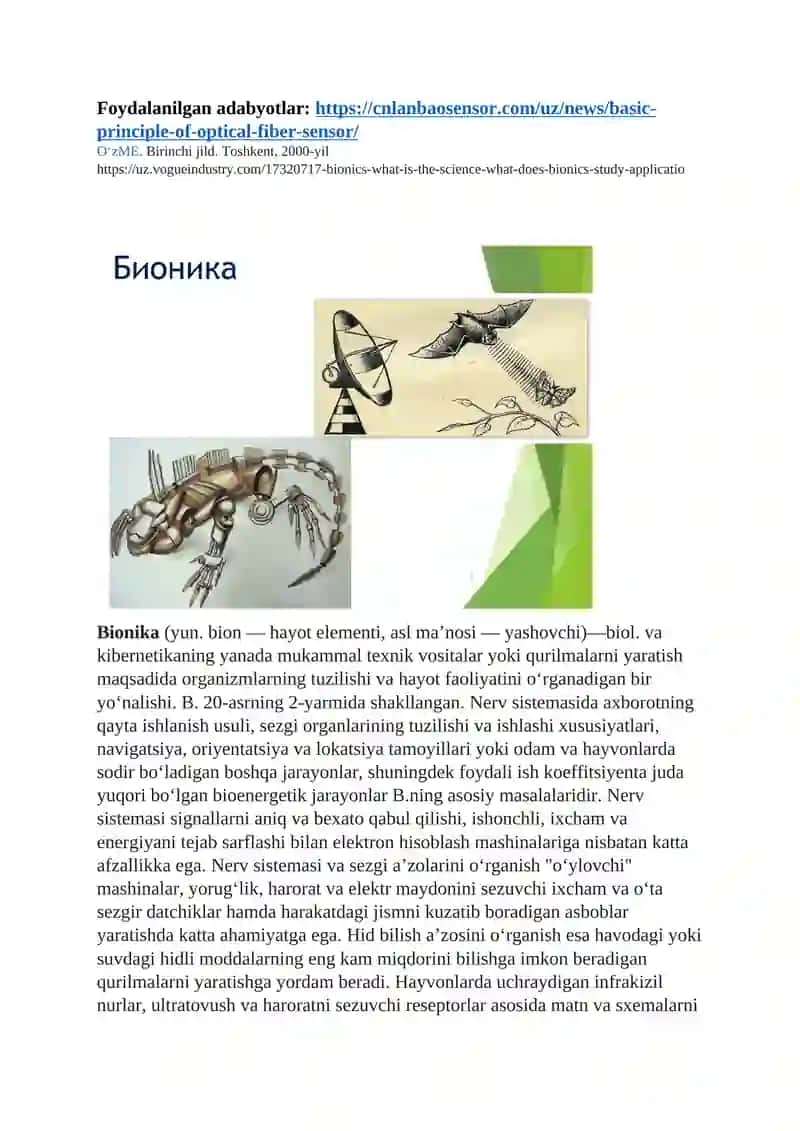 Bionika asoslari. Tibbiyotda bionika 3