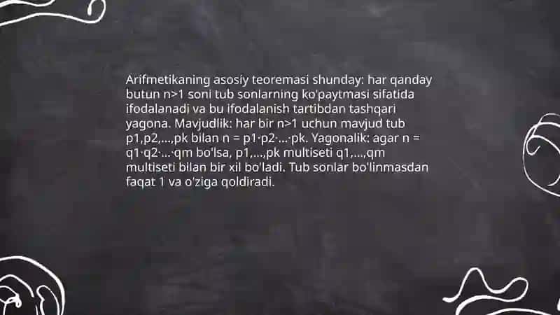 Arifmetikaning asosiy teoremasi 3